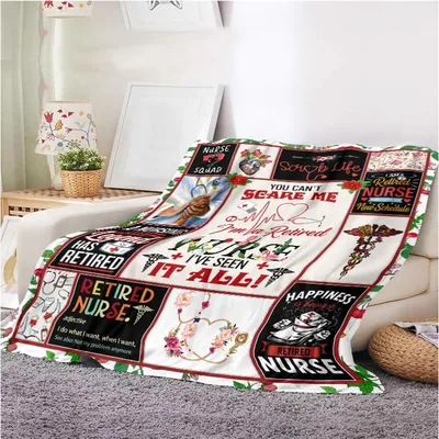 Retired Nurse Quote Collage Blanket: You Can't Scare Me