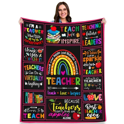 Teacher Words Collage Rainbow Blanket