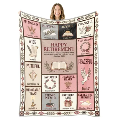Happy Retirement Bible Verses Blanket Celebrating Faith and Rest