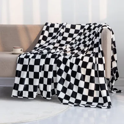 Checkered Throw Blanket in Black and White Squares for Cozy Days