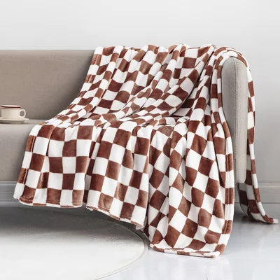 Brown Checkerboard Blanket: Classic Grid Pattern for Cozy Living
