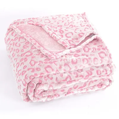 Blush Animal Print Blanket Pink Leopard Pattern for Retro Style