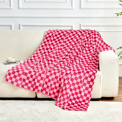 Pink Checkerboard Blanket: Hot Pink Checkered Throw