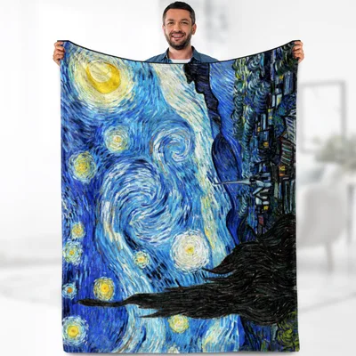 Swirling Sky Blanket: Starry Night Art Print for Home Decor