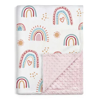 Pastel Rainbow Blanket: Hand-Drawn Arches and Hearts for Kids
