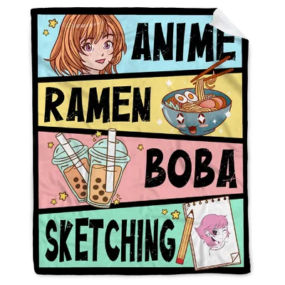 Anime Ramen Boba Blanket: A Colorful Tribute to Art and Food