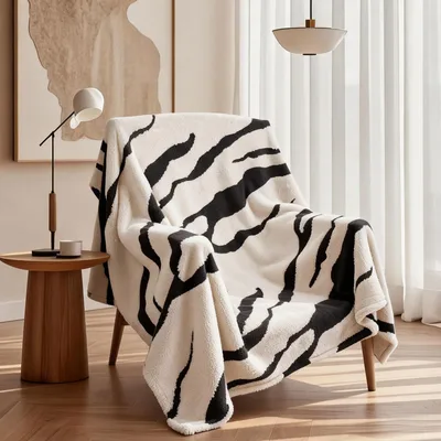 Zebra Stripe Blanket Bold Black and White Animal Print Design