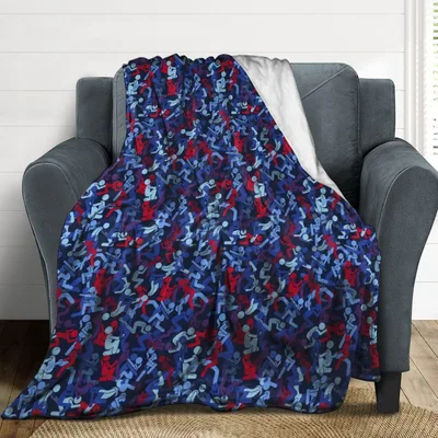 Stick Figure Pattern Blanket: Retro Art Style Throw for Creative Homes