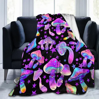 Psychedelic Mushroom Pattern Blanket for Retro Art Lovers