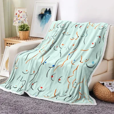 Blanket Line Art Abstract Boobs Design for Body Positivity