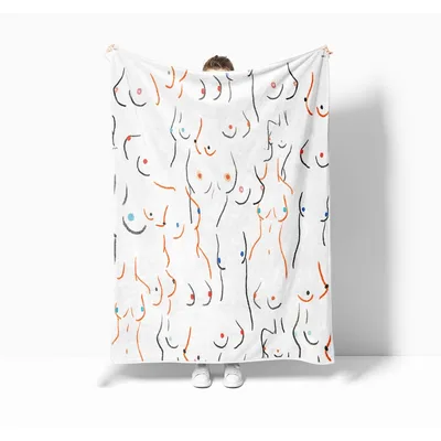 Abstract Line Art Body Blanket: Whimsical Boob Art Design