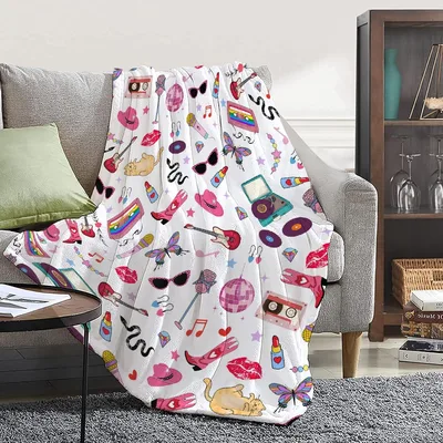 Pop Music Pattern Retro Blanket: A Doodle Art Throw for Music Lovers