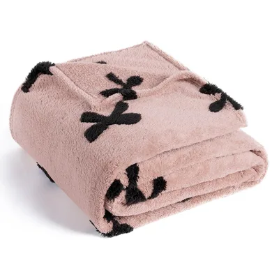 Pink Bowknot Pattern Blanket: Cozy Black Bows on Dusty Rose