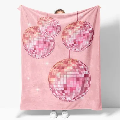 Disco Ball Blanket: Pink Retro Y2K Mirror Ball Throw for Bedroom