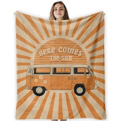 Hippie Van Blanket: Retro Sunburst and Here Comes the Sun Design