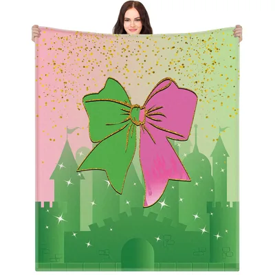 Pink Green Bow Castle Blanket: A Whimsical Design for Fantasy Lovers