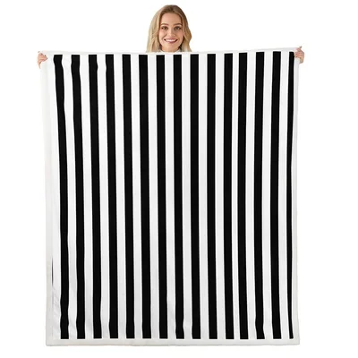 Black and White Vertical Blanket for Minimalist Striped Design