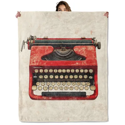 Vintage Typewriter Retro Writer Blanket: A Classic Red Machine