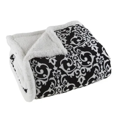 Black and White Damask Blanket: Classic Pattern for Retro Interiors