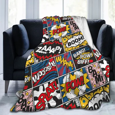 Comic Book Pop Art Blanket: Retro Sound Effect Throw for Fans