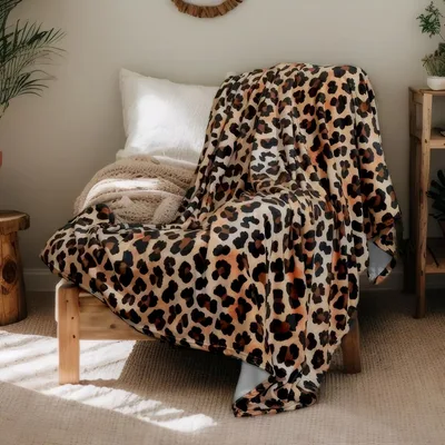 Leopard Print Pattern Blanket No. 13 for Bold Retro Home Decor
