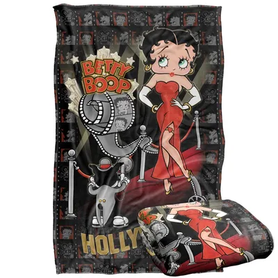 Retro Pin-Up Hollywood Nights Blanket: Betty Boop Red Carpet Design