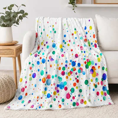 Colorful Polka Dot Rainbow Blanket: Watercolor Dots Design