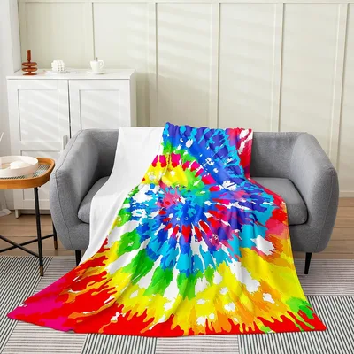 Rainbow Tie Dye Swirl Blanket: A Vibrant Spiral Design