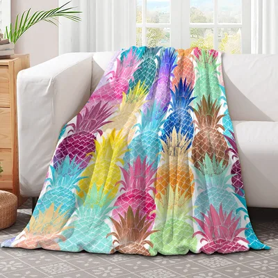 Colorful Pineapple Pattern Blanket featuring vibrant neon