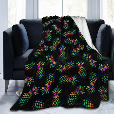 Tropical Pineapple Pattern Blanket: Neon Fruit Design for Retro Fans