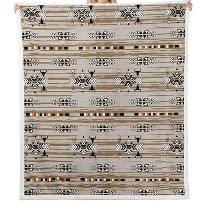 Southwestern Aztec Tribal Pattern Blanket: Retro Geometric Design