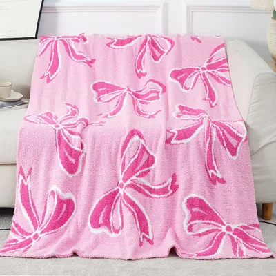 Pink Bow Pattern Blanket No. 2 for Retro Style Lovers