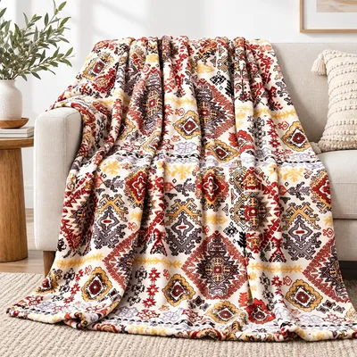 Southwestern Aztec Pattern Blanket for Retro Home Decor