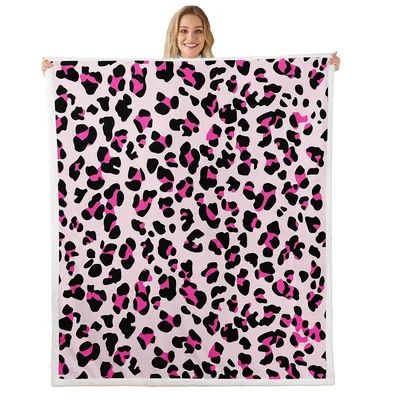 Pink Leopard Print Blanket Bold Fuchsia and Black Spots