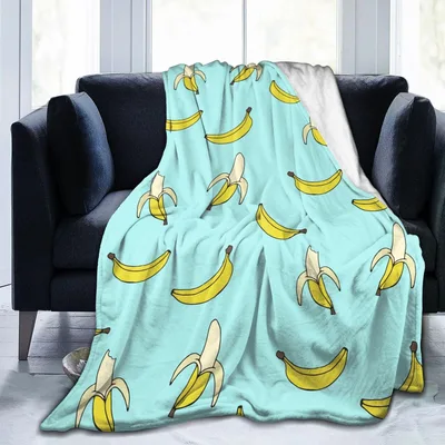 Bananas Pattern on Blue Blanket: Playful Fruit Print for Cozy Days