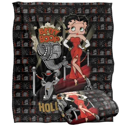 Retro Pinup Hollywood Nights Blanket: Betty Boop Red Carpet Design
