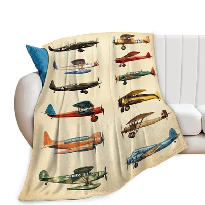 Vintage Airplanes Pattern Blanket No. 3