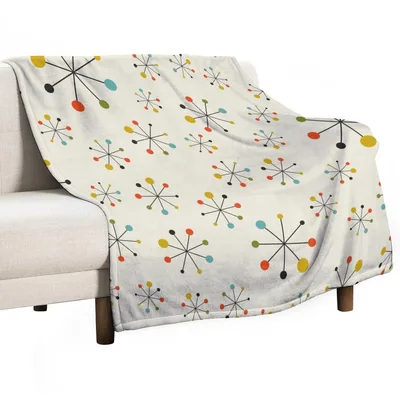 Mid Century Atomic Starburst Blanket Retro Geometric Sputnik Print