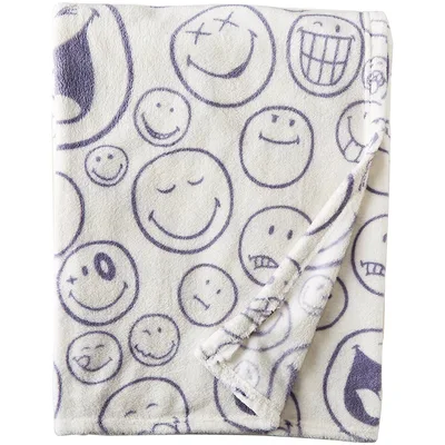 Doodle Happy Face Pattern Blanket: Sketchy Smiley Throw