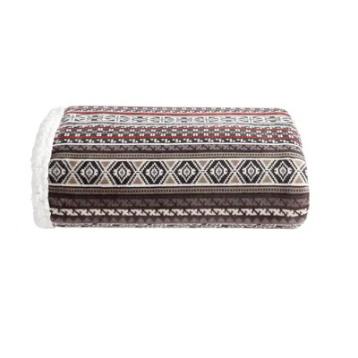 Brown Geometric Aztec Pattern Blanket for Retro Boho Home Decor