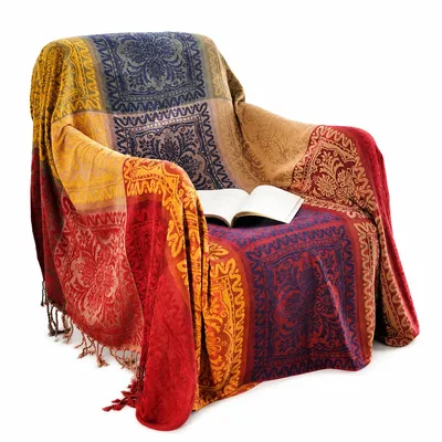 Paisley Boho Pattern Blanket: Retro Bandana Style Throw