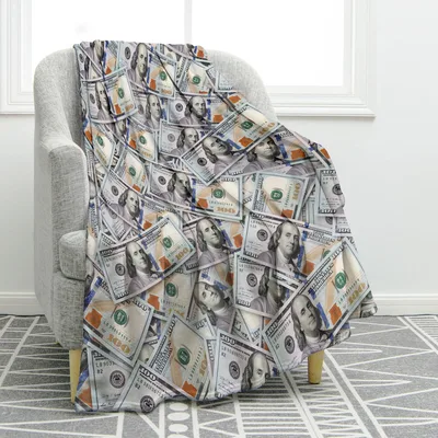 Dollar Bills Money Pattern Blanket for Wealthy Dreams