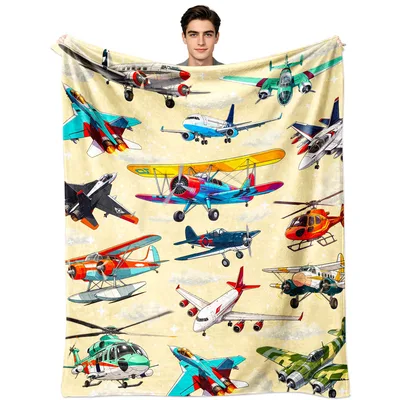Vintage Airplanes Pattern Blanket: A Retro Sky Full of Aircraft