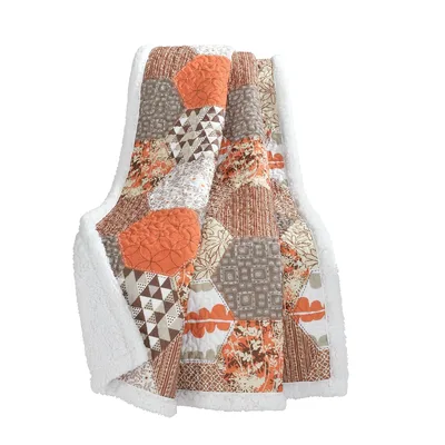 Orange Hexagon Patchwork Pattern Blanket: Retro Quilt Design