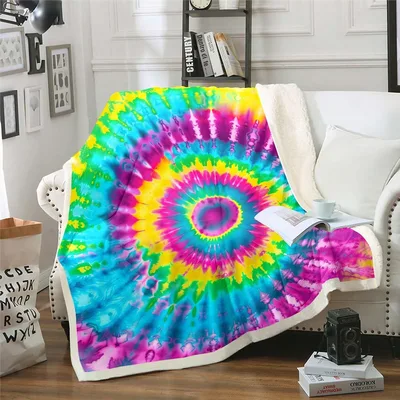 Rainbow Tie Dye Swirl Blanket: Vibrant Spiral Art for Boho Lovers