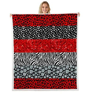 Leopard Zebra Red Stripes Blanket: Bold Animal Print Design