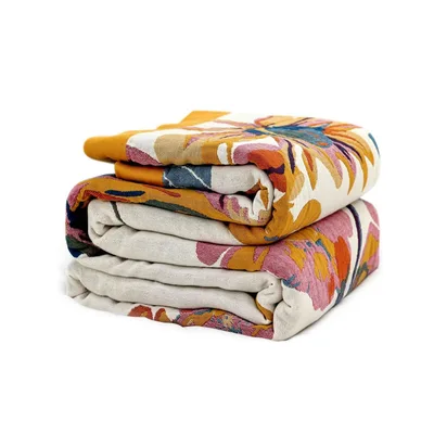 Boho Abstract Pattern Print Blanket for Rustic Floral Bed and Couch