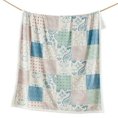Patchwork Paisley Pattern Blanket featuring vintage horseshoes
