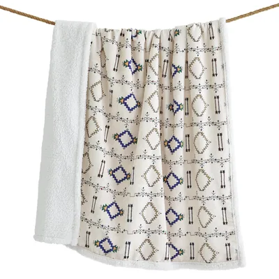 Indigo Arrow Geometric Pattern Blanket for Retro Boho Interiors