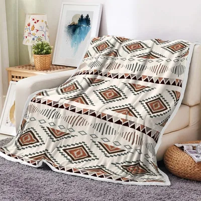 Aztec Diamond Southwest Pattern Blanket for Boho Home Decor